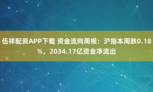 伍祥配资APP下载 资金流向周报：沪指本周跌0.18%，2034.17亿资金净流出