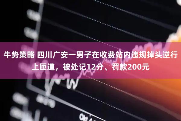 牛势策略 四川广安一男子在收费站内违规掉头逆行上匝道，被处记12分、罚款200元