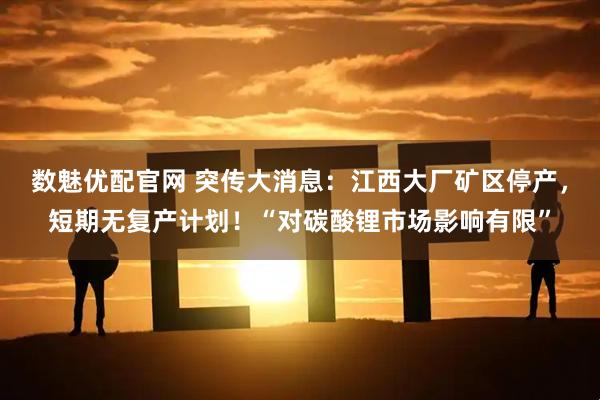 数魅优配官网 突传大消息：江西大厂矿区停产，短期无复产计划！“对碳酸锂市场影响有限”